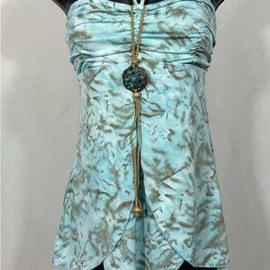 VENUS Blue and Brown Patterned Blouse